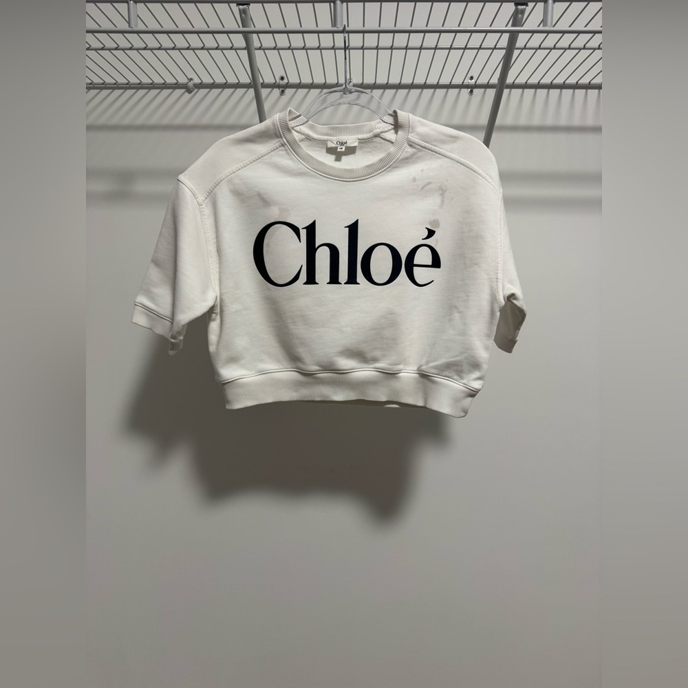 Chloe Kids White Logo Print Sweatshirt Size 14 Years